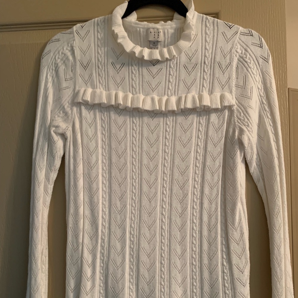 Ivory, ruffled sweater